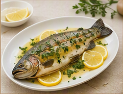 Варена пъстърва с лимоново масло