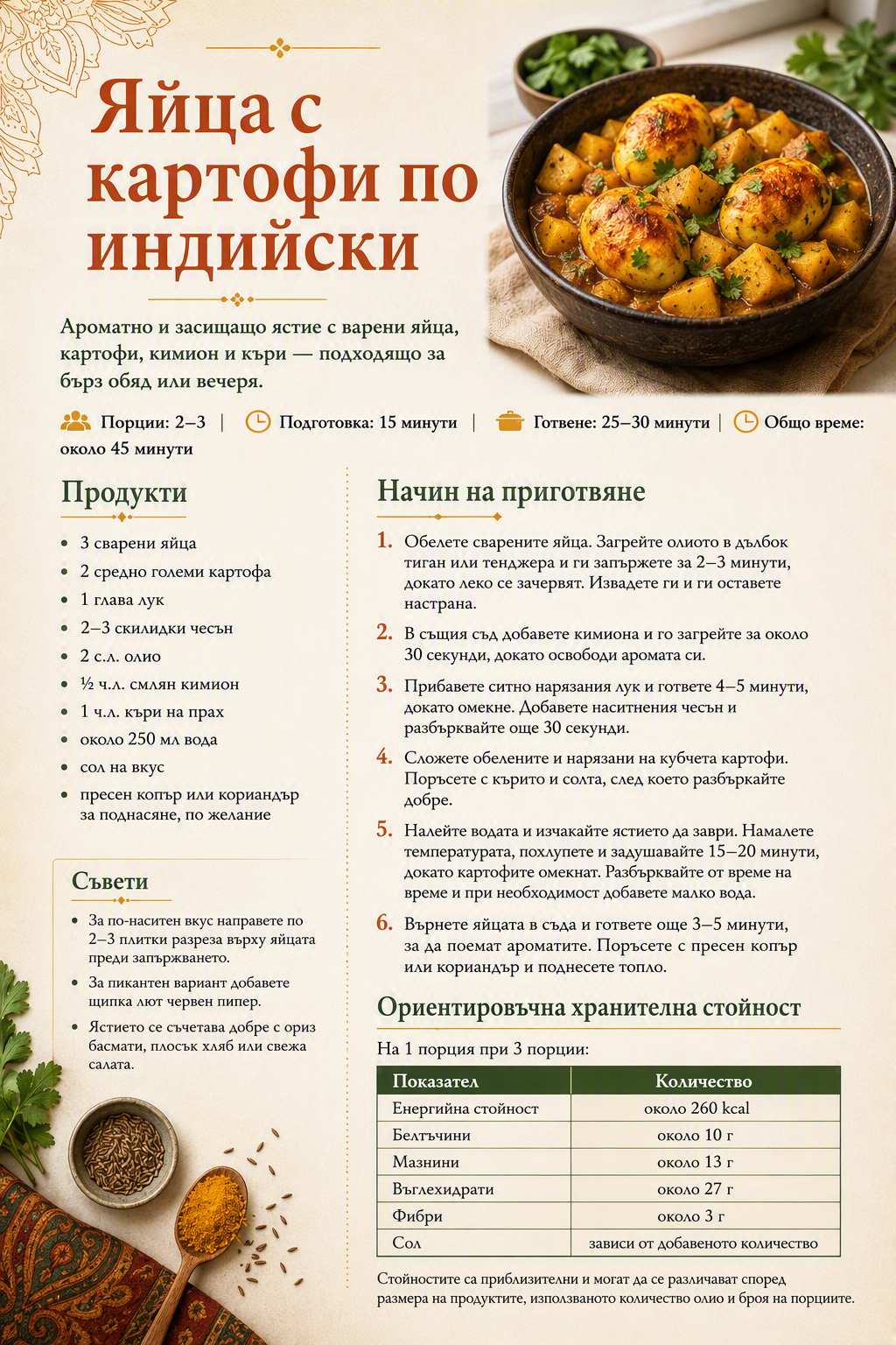 Яйца с картофи по индийски