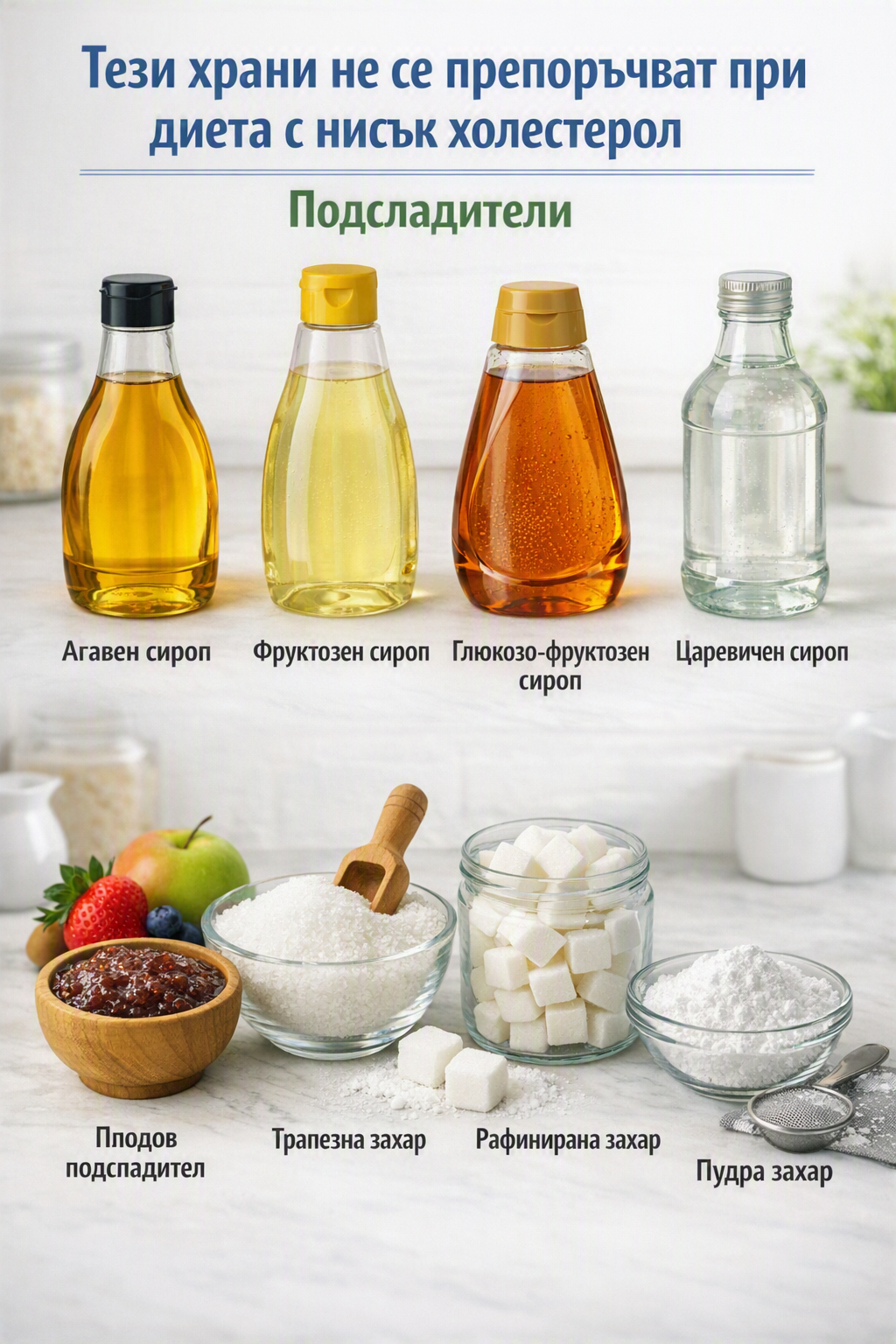 Тези храни не се препоръчват при диета с нисък холестерол  Подсладители