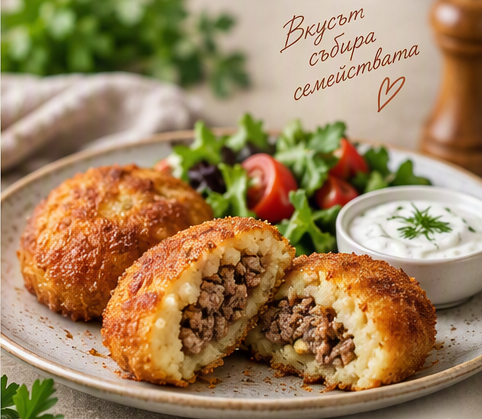 Картофени кюфтета с плънка от кайма