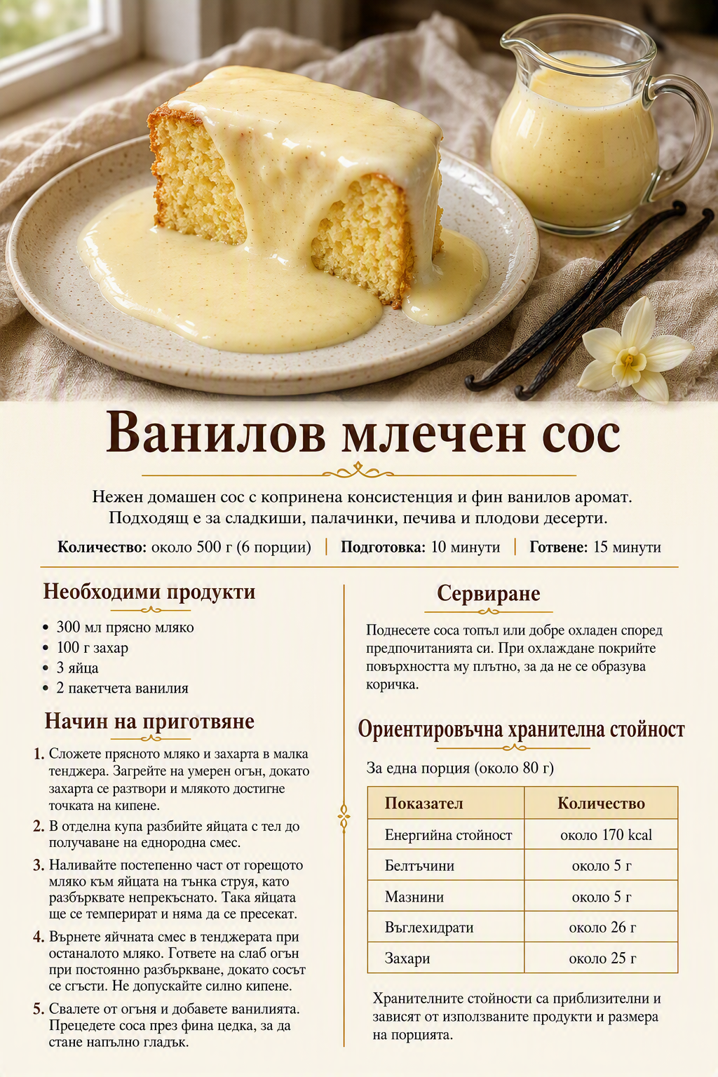 Ванилов млечен сос 