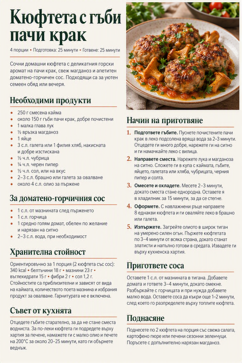 Кюфтета с гъби пачи крак 