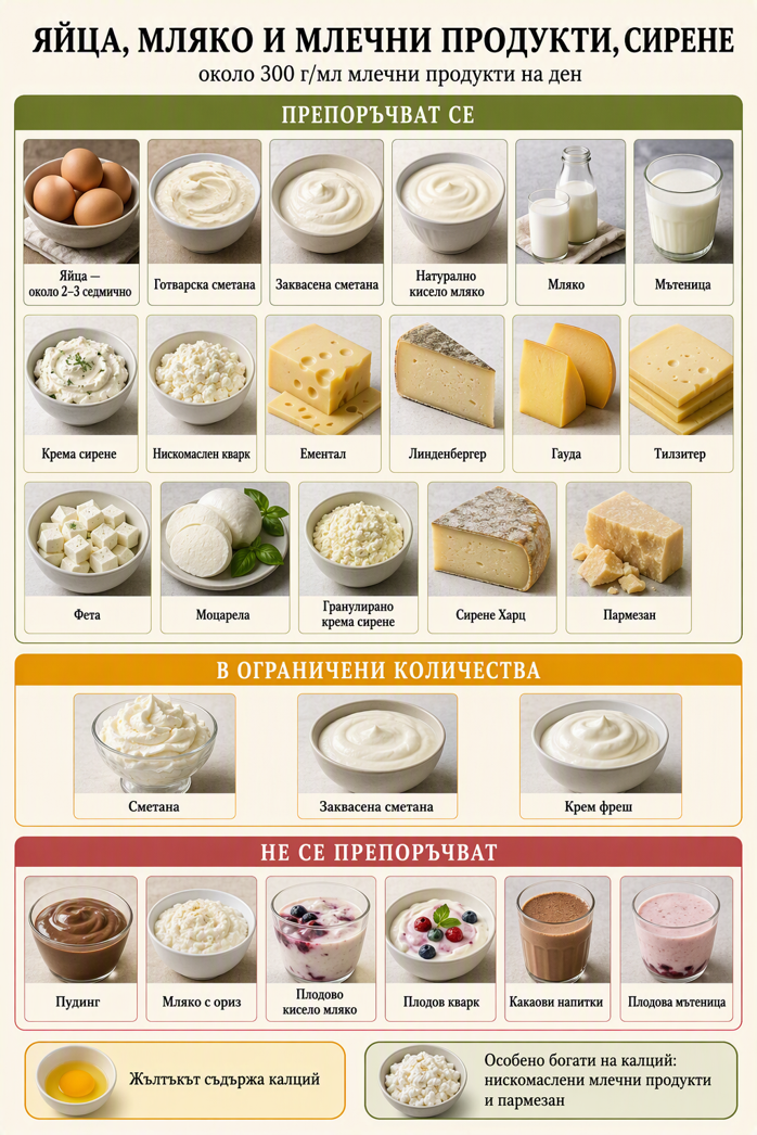Яйца, мляко и млечни продукти, сирене