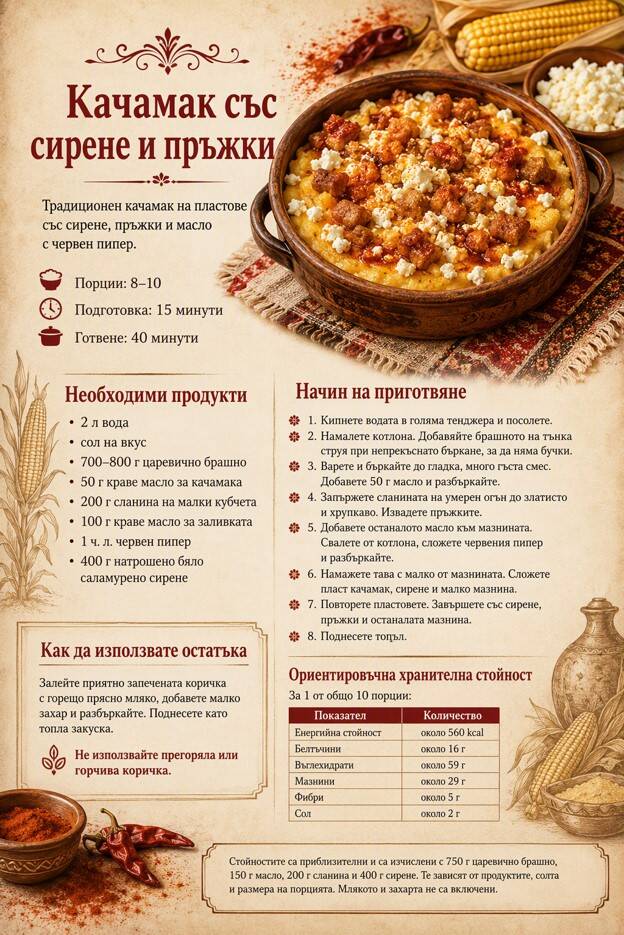 Качамак със сирене и пръжки