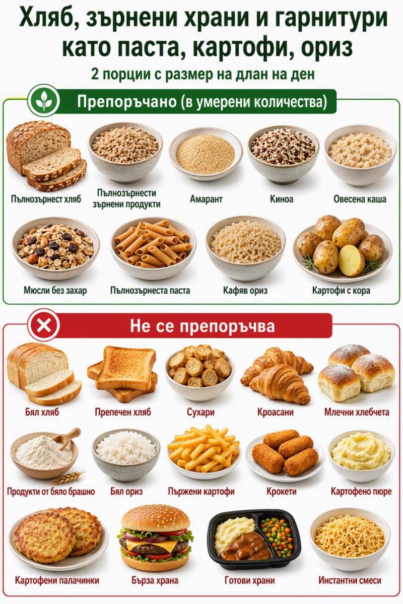 Преддиабет Хляб, зърнени храни и гарнитури