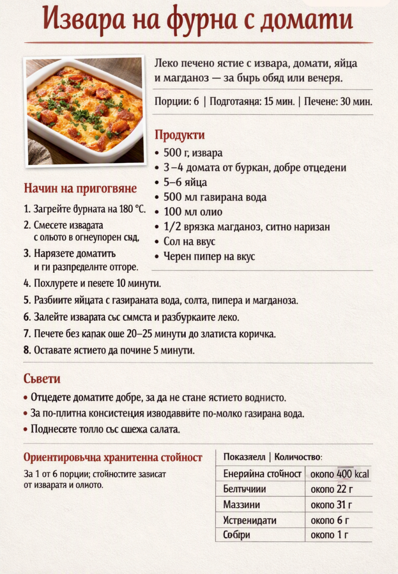 Извара на фурна с домати