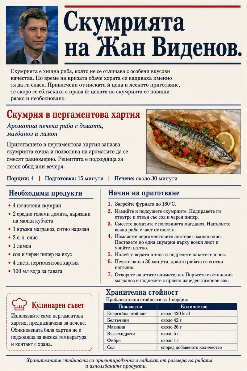 Скумрия в пергаментова хартия 