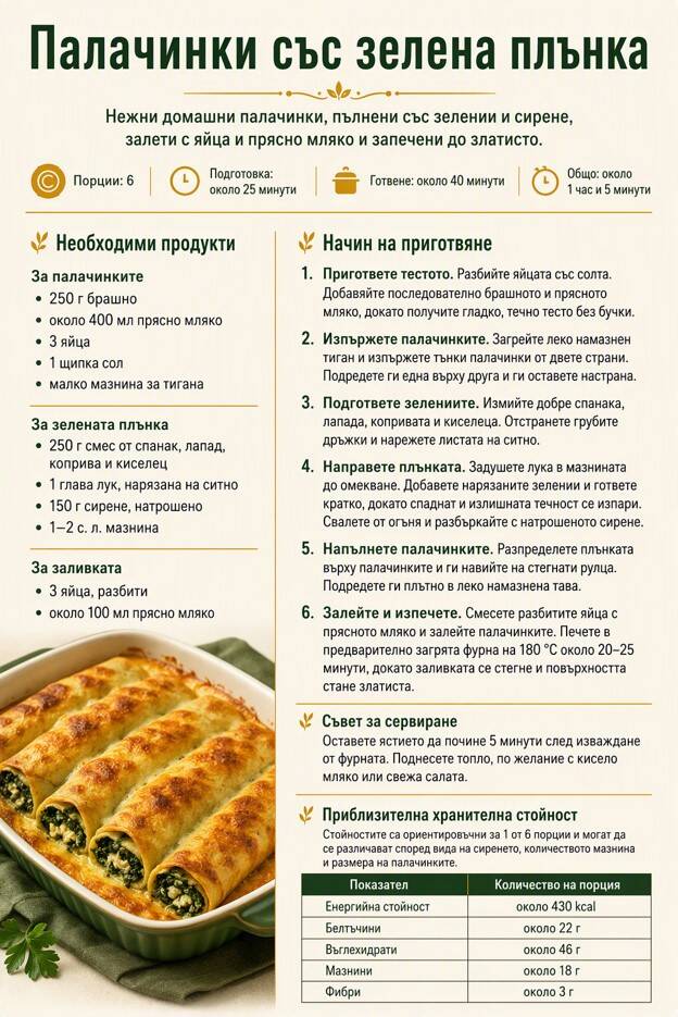 Палачинки със зелена плънка