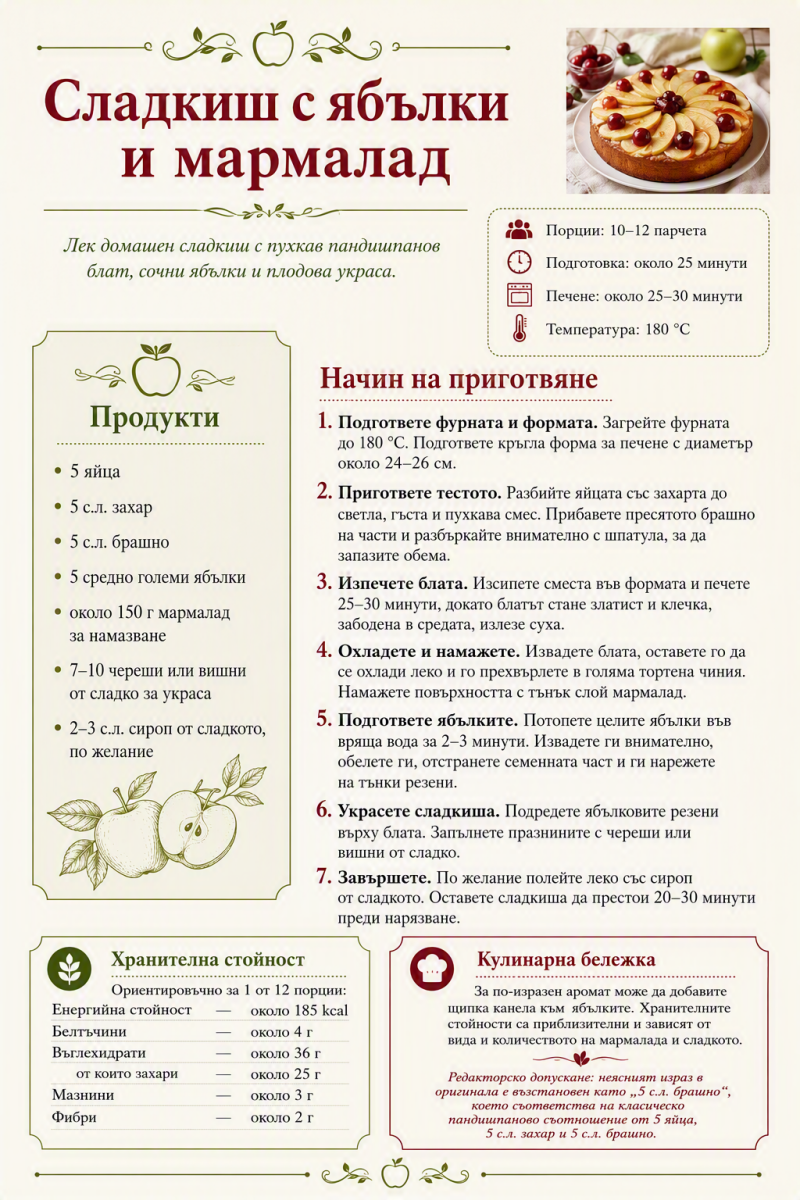 Сладкиш с ябълки и мармалад