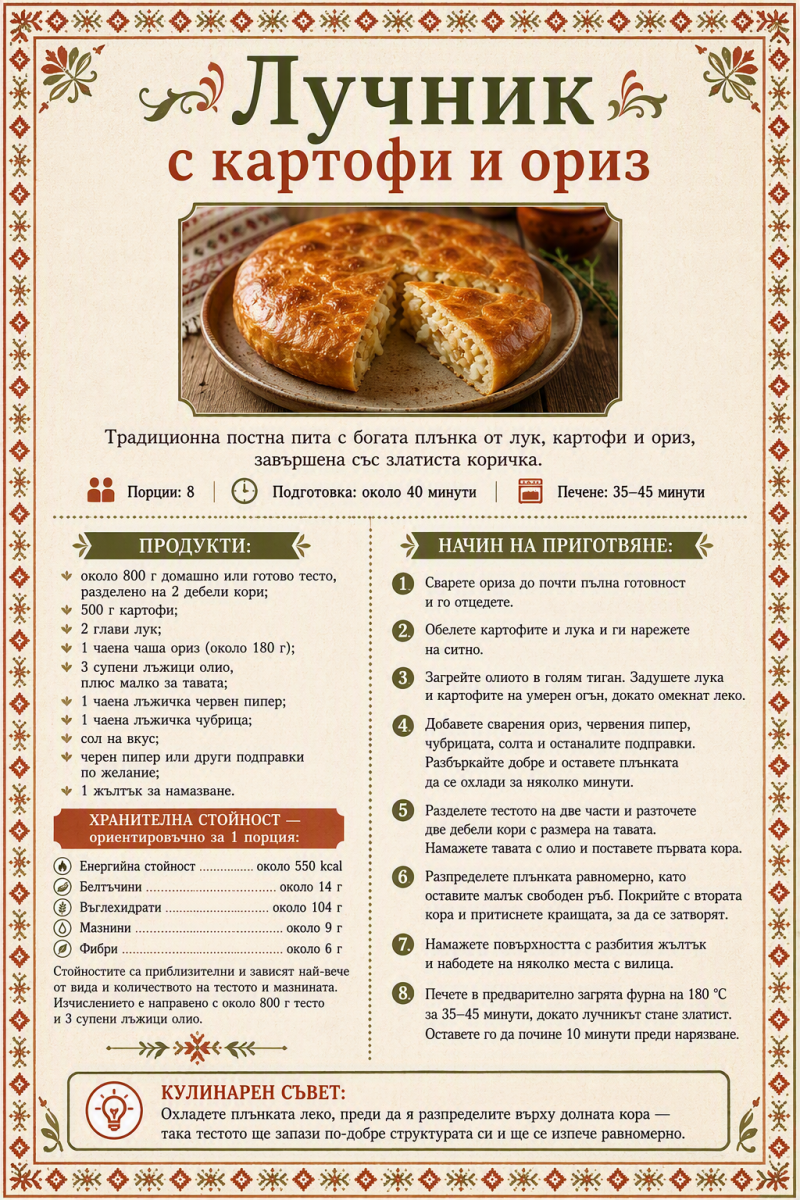 Лучник с картофи и ориз
