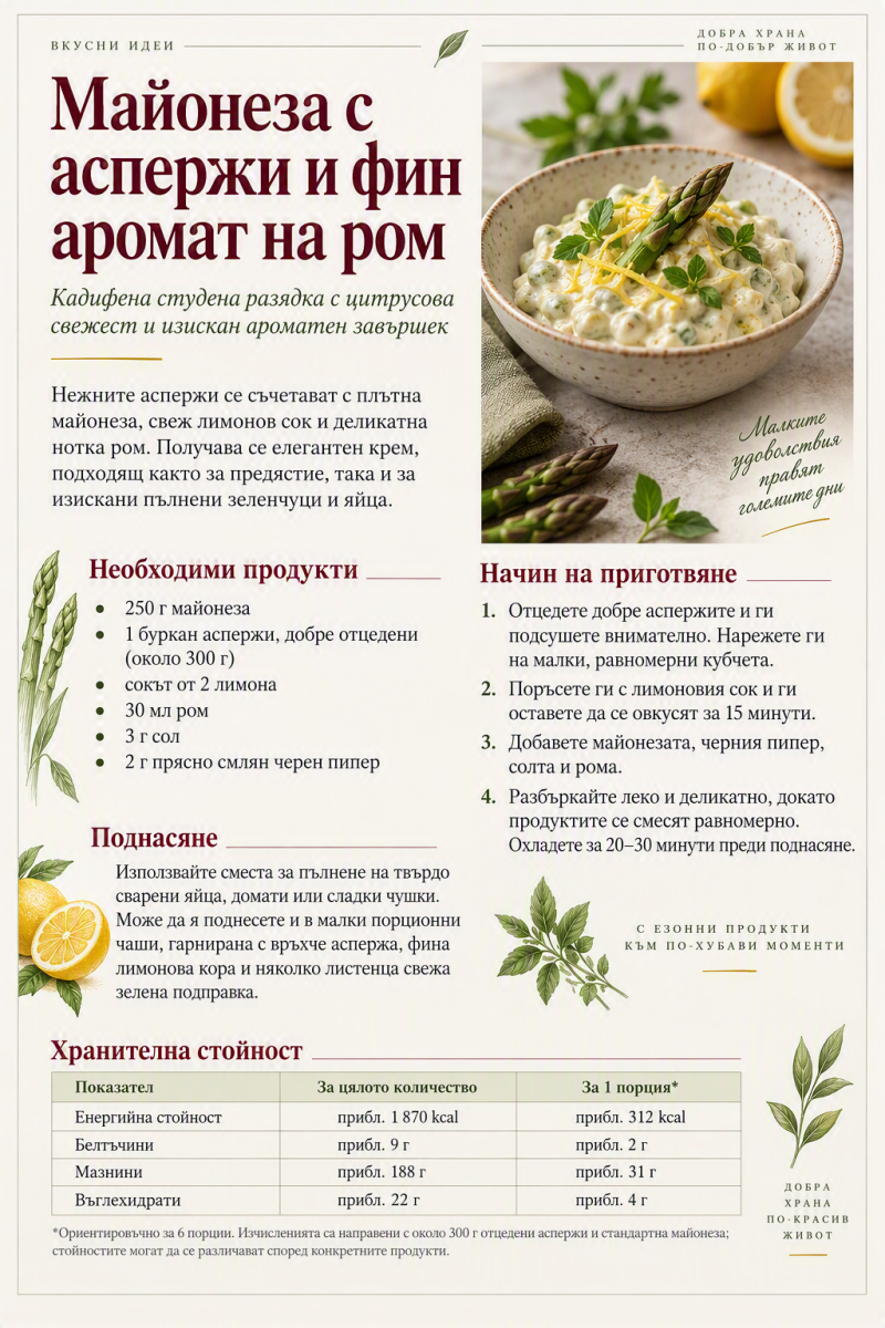 Майонеза с аспержи и фин аромат на ром