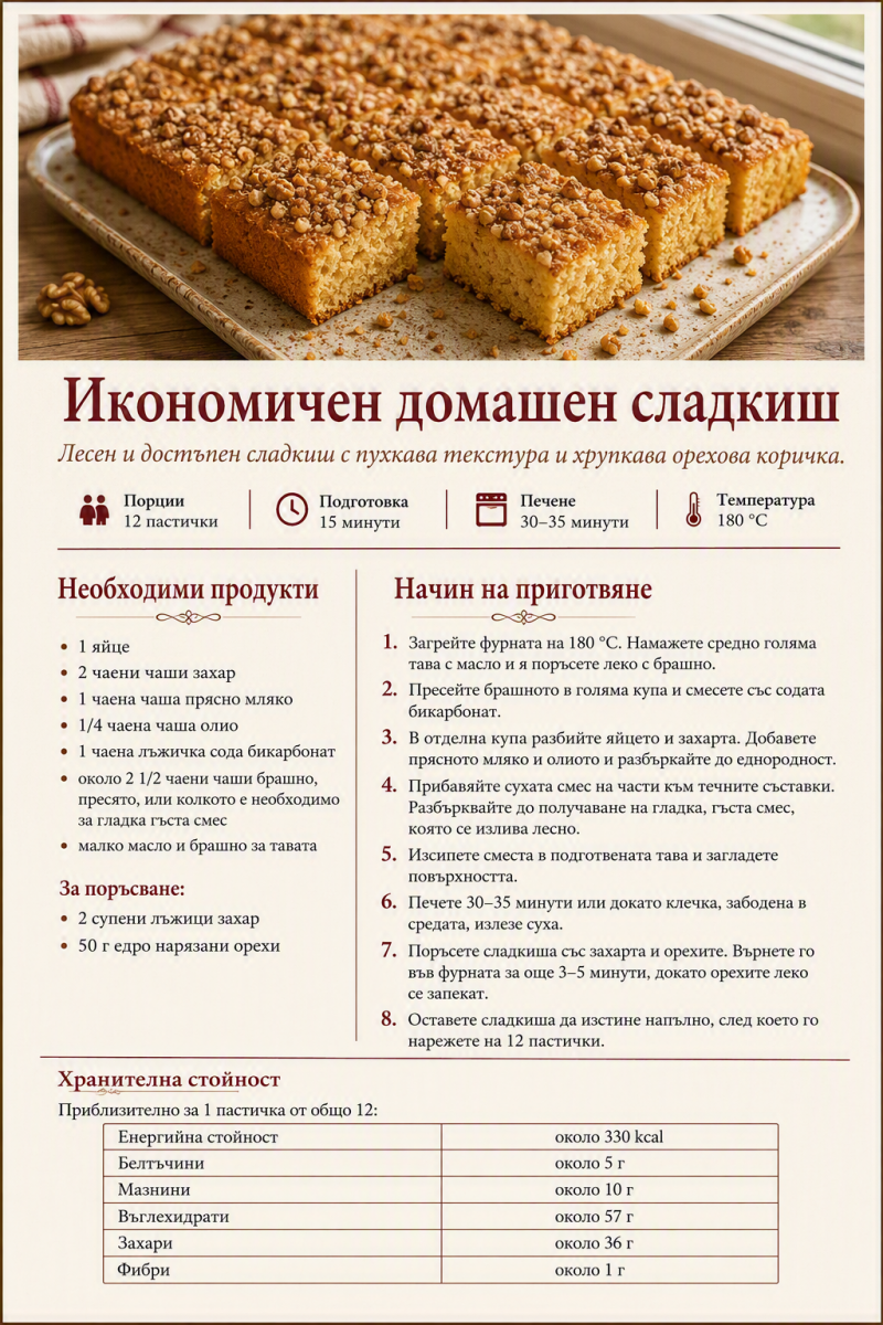 Икономичен домашен сладкиш