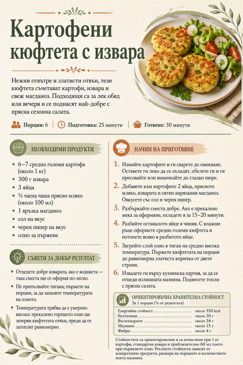 Картофени кюфтета с извара