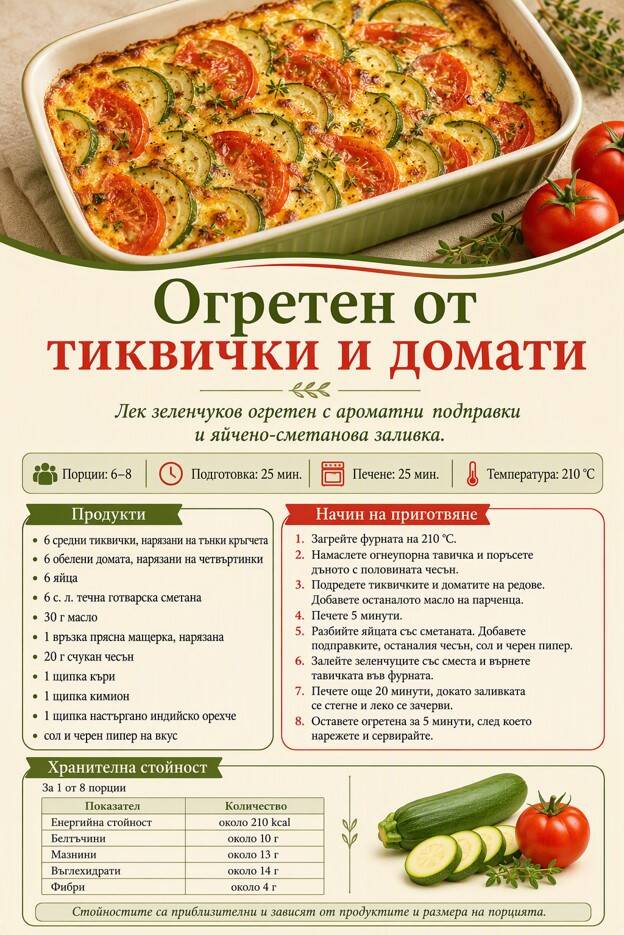 Огретен от тиквички и домати