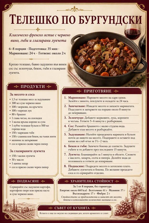 Телешко по бургундски