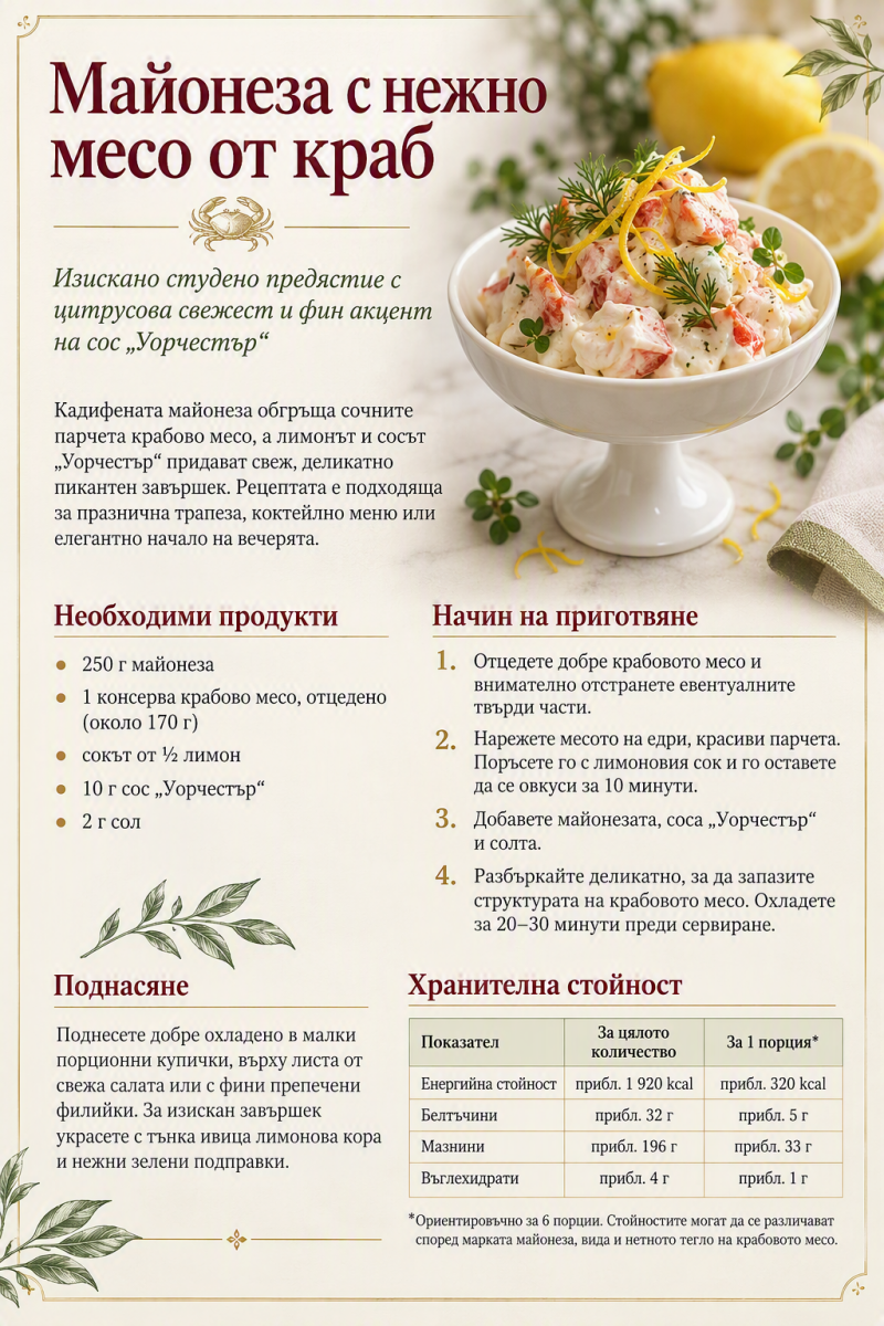 Майонеза с нежно месо от краб