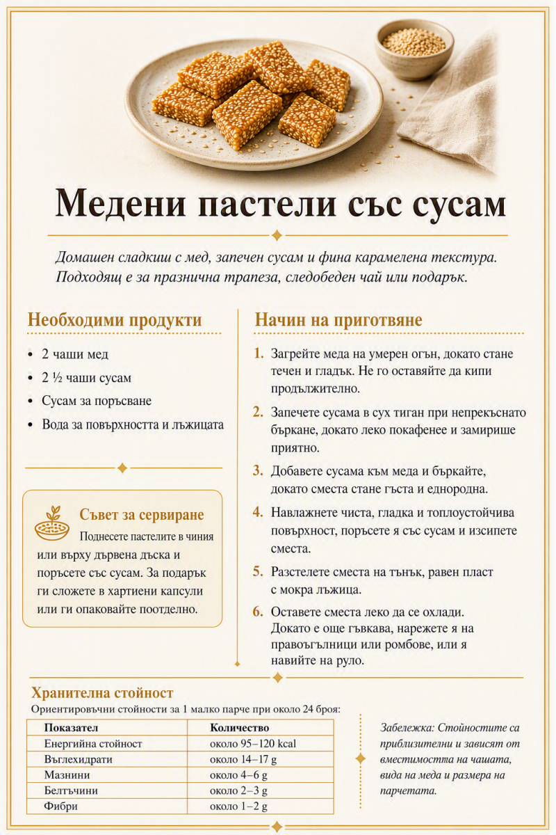 Медени пастели със сусам