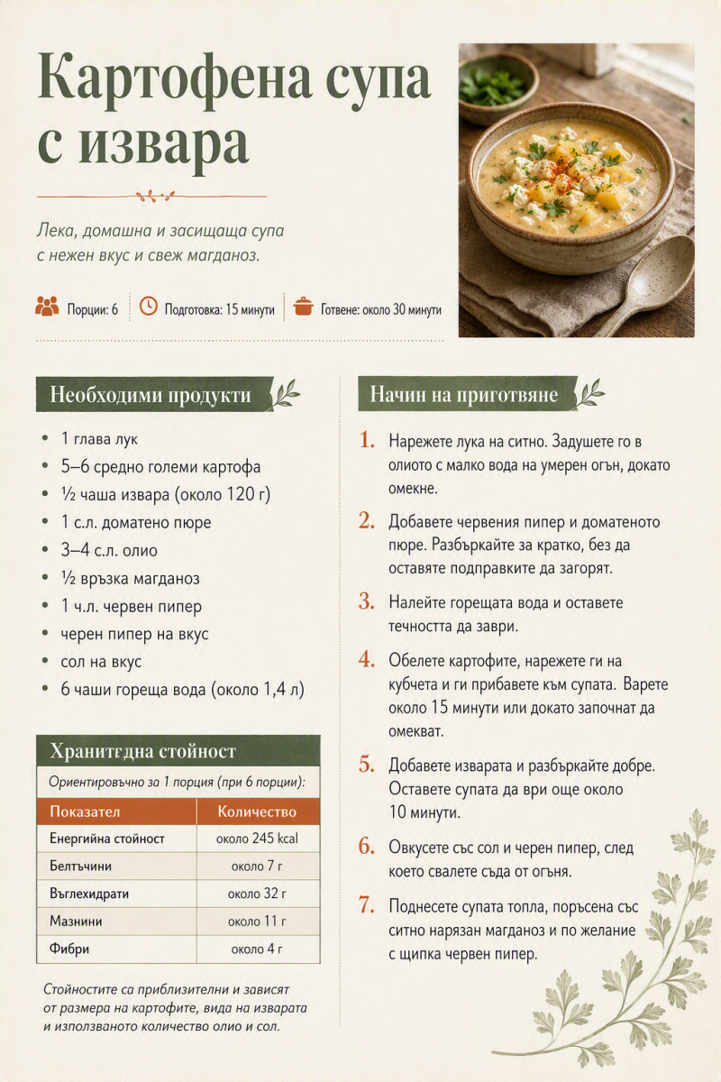 Картофена супа с извара