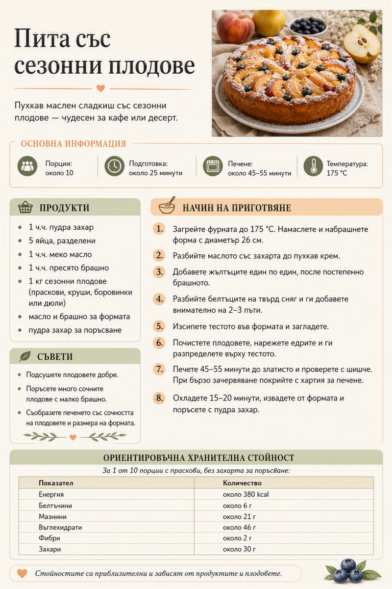 Пита със сезонни плодове 