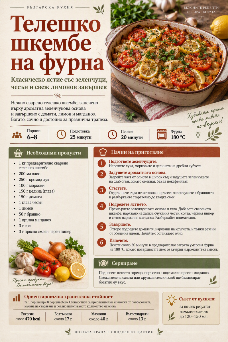 Телешко шкембе на фурна 