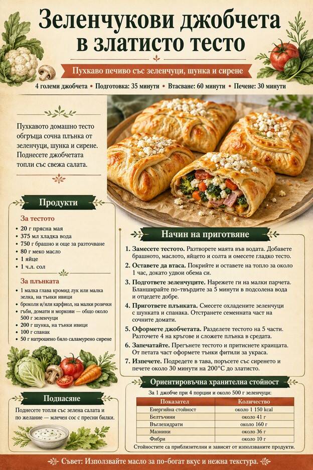 Зеленчукови джобчета в златисто тесто