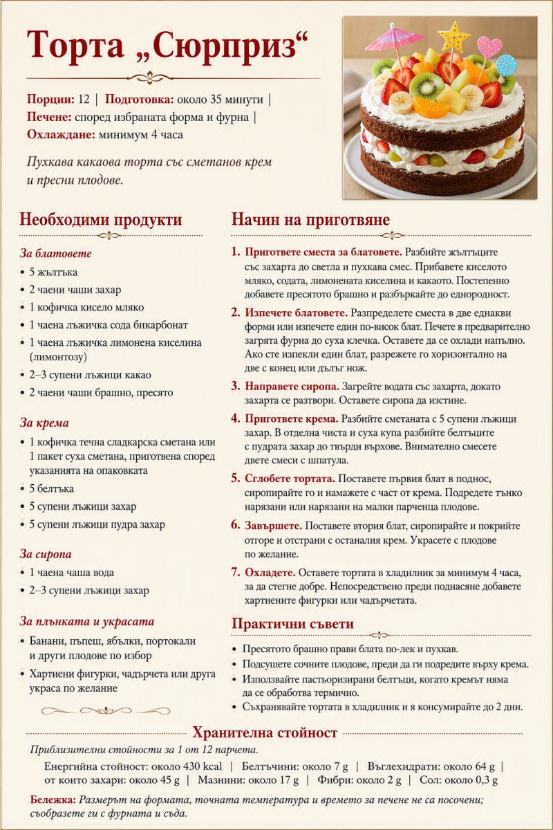 Торта „Сюрприз“