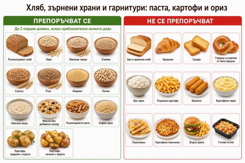 Хляб, зърнени храни и гарнитури