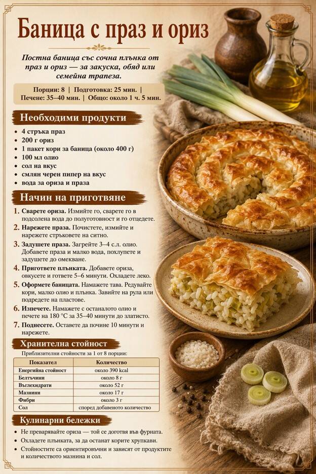 Баница с праз и ориз