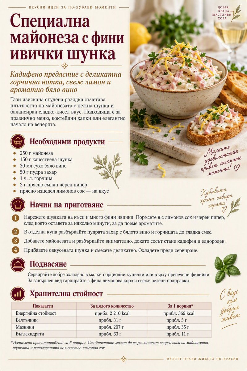 Специална майонеза с фини ивички шунка