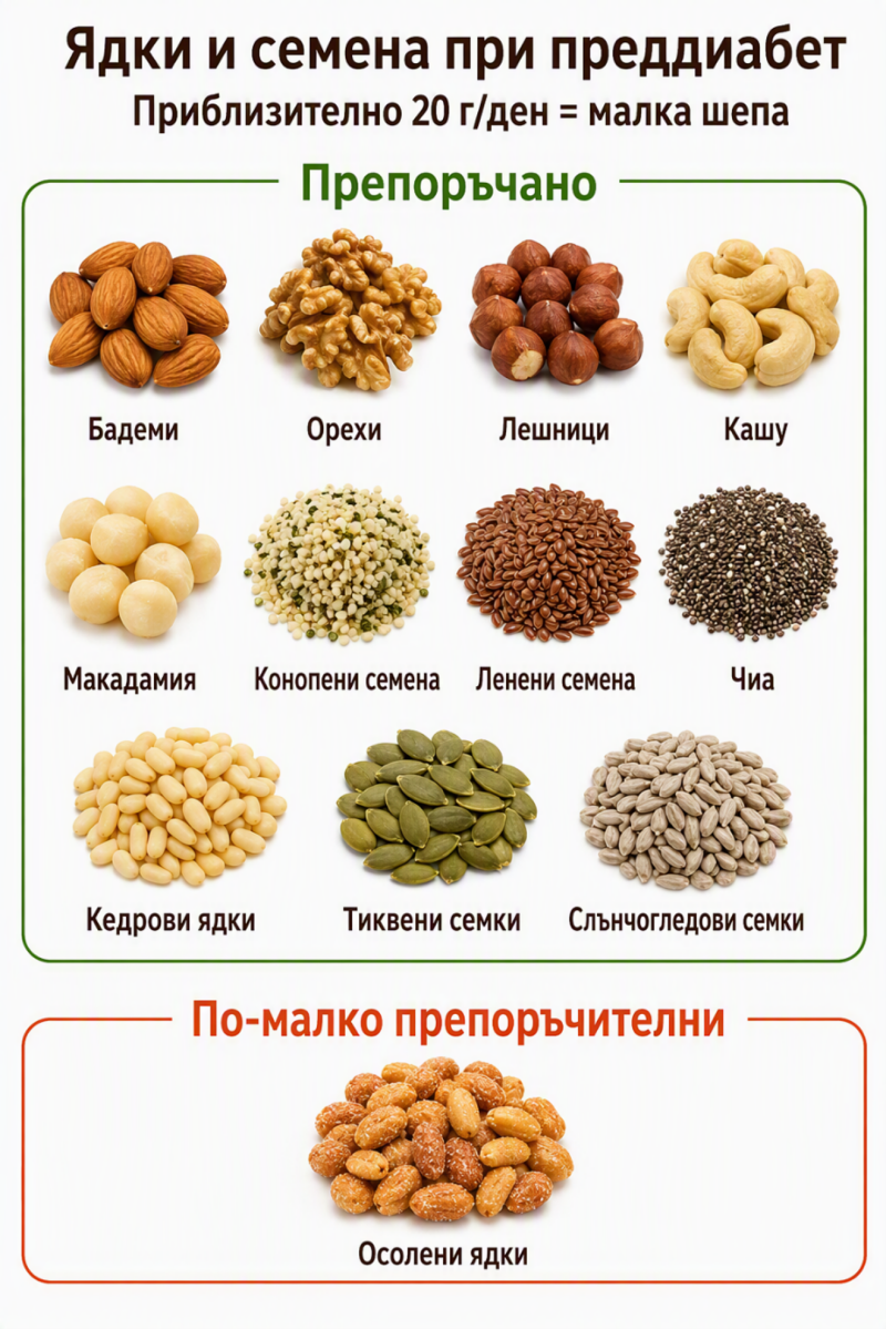 Преддиабет Ядки и семена 