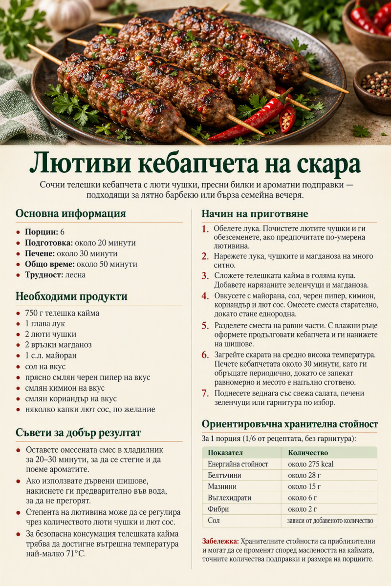 Лютиви кебапчета на скара 