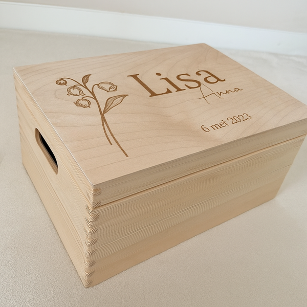 Memorybox met geboortebloem (groot, klein of XL)