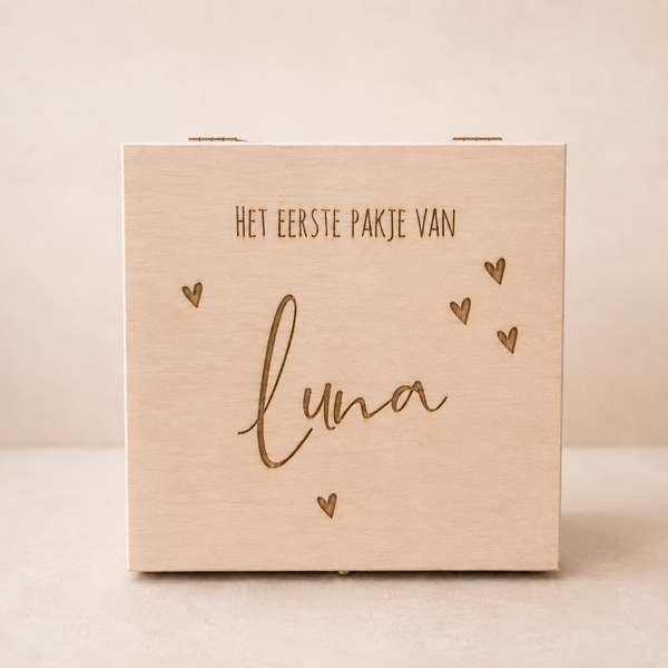 Bewaarkistje eerste pakje Hartjes