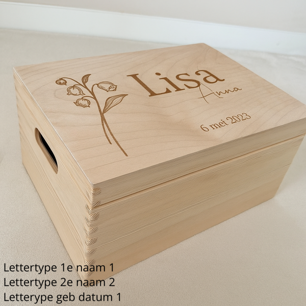 Memorybox met geboortebloem (groot, klein of XL)