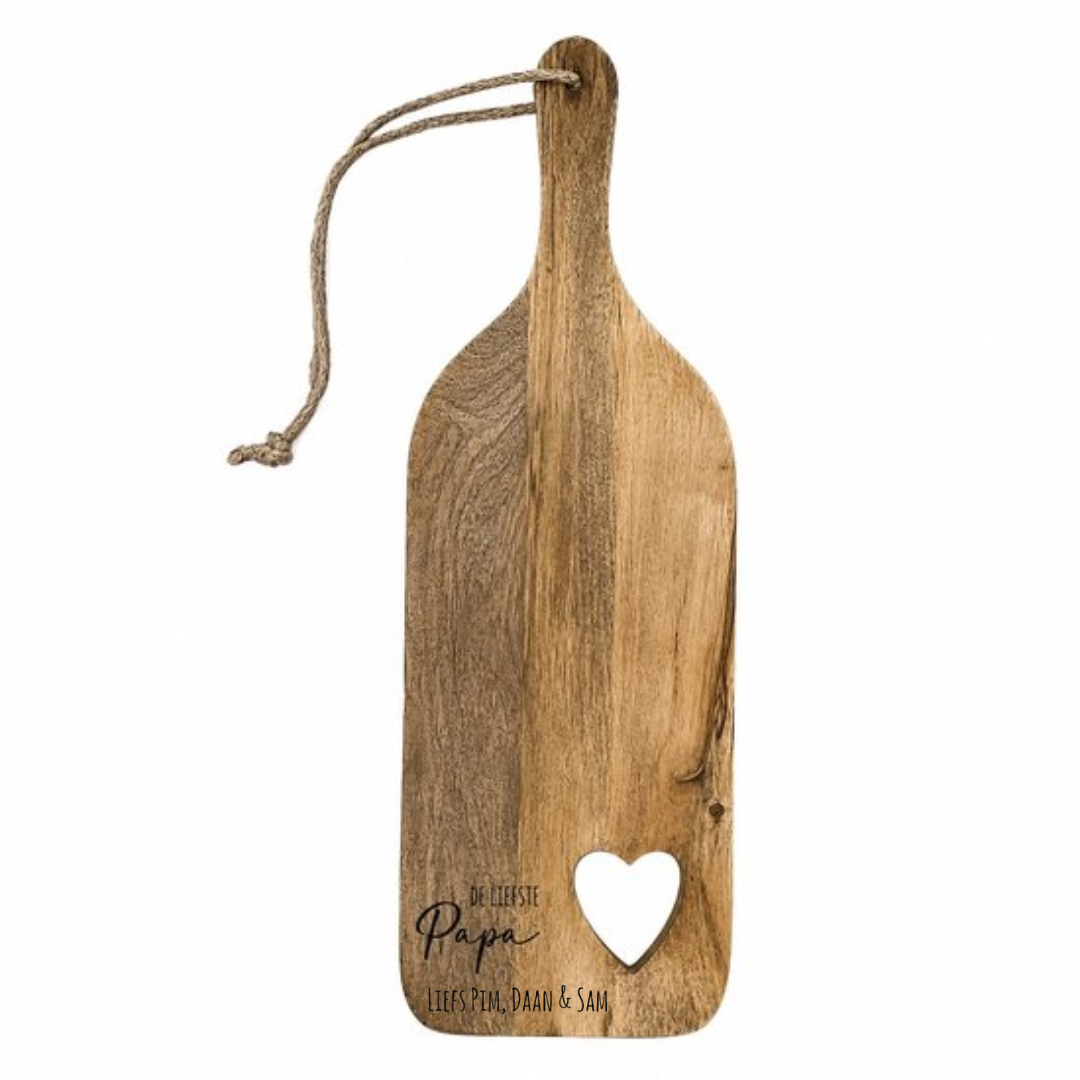 Serveerplank papa met hart