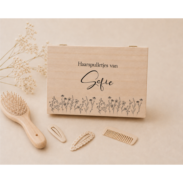 Bewaarkistje haarspulletjes Wildbloemen groot