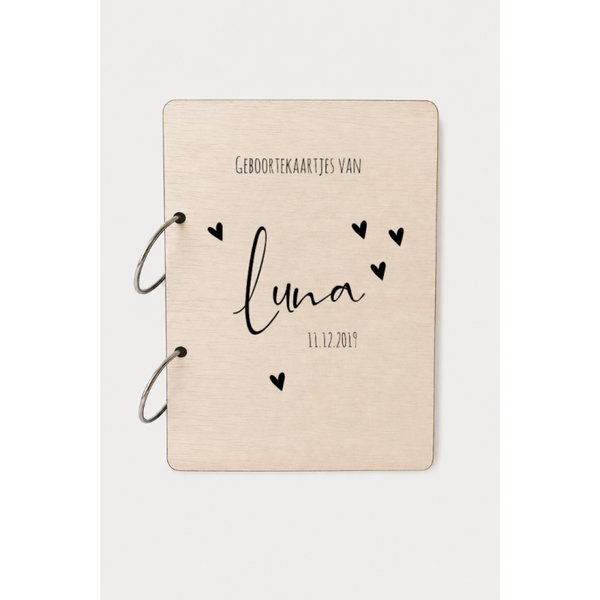 Bewaarbundel geboortekaartjes Hartjes