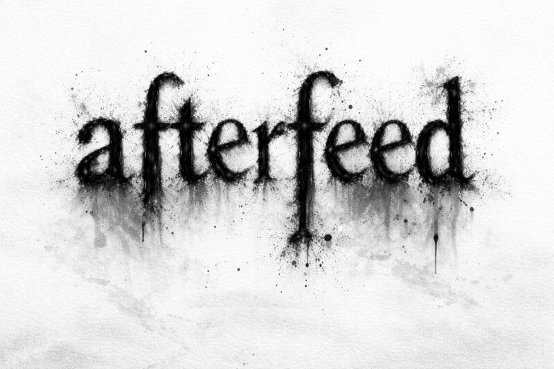 mustalla kirjoitettu afterfeed teksti