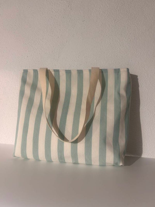 Bolso rayas verde agua