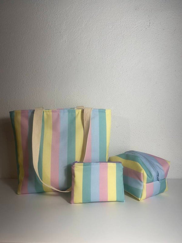 Pack bolso de playa monedero y neceser
