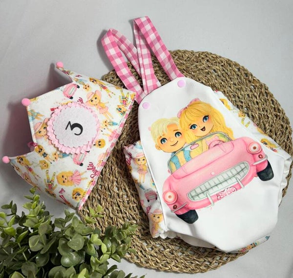 Corona y pelele de cumpleaños Barbie