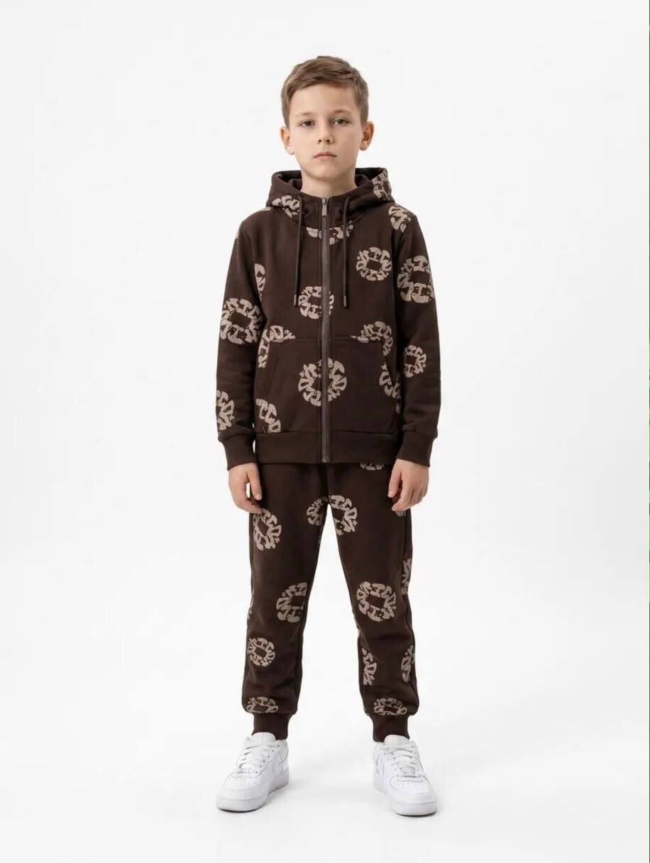 Bloemen jogging set bruin/choco