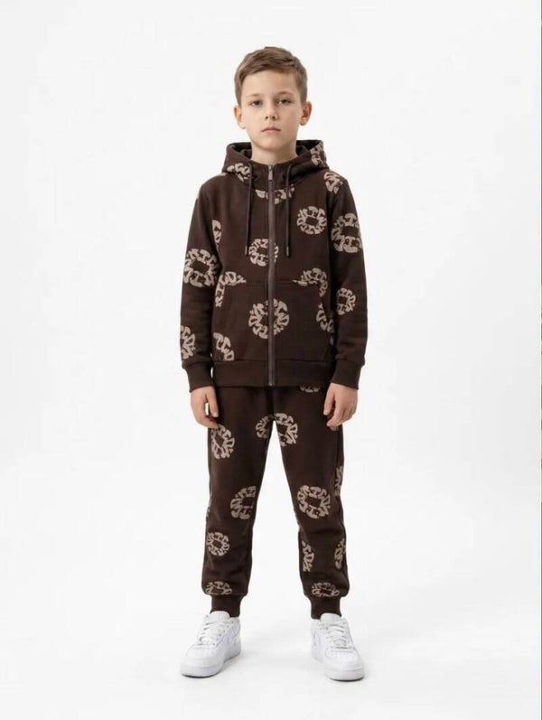 Bloemen jogging set bruin/choco