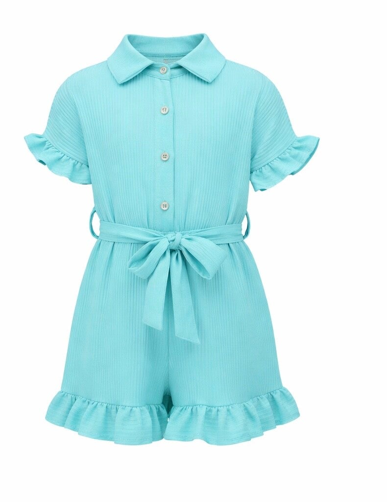 Aqua blue rib plausuit