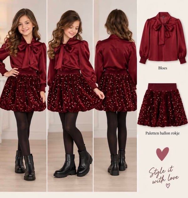 Pailetten ballon rood set