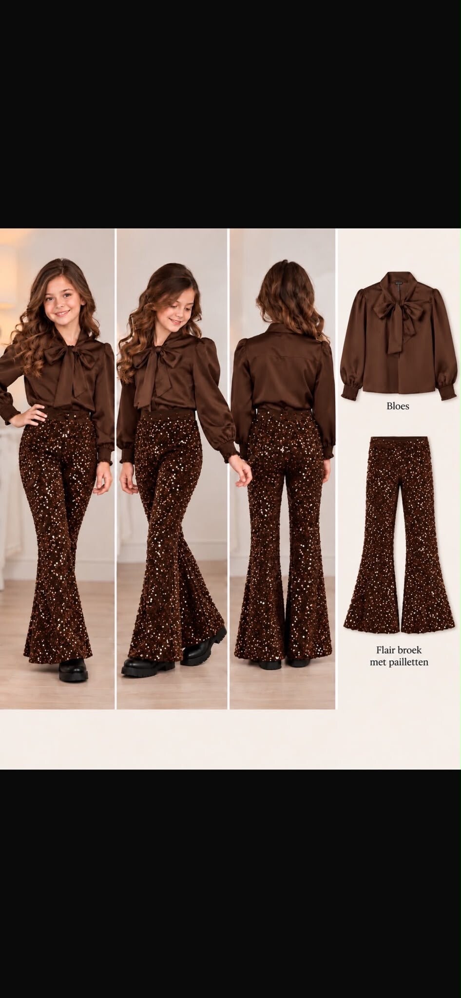 Bruine flared set