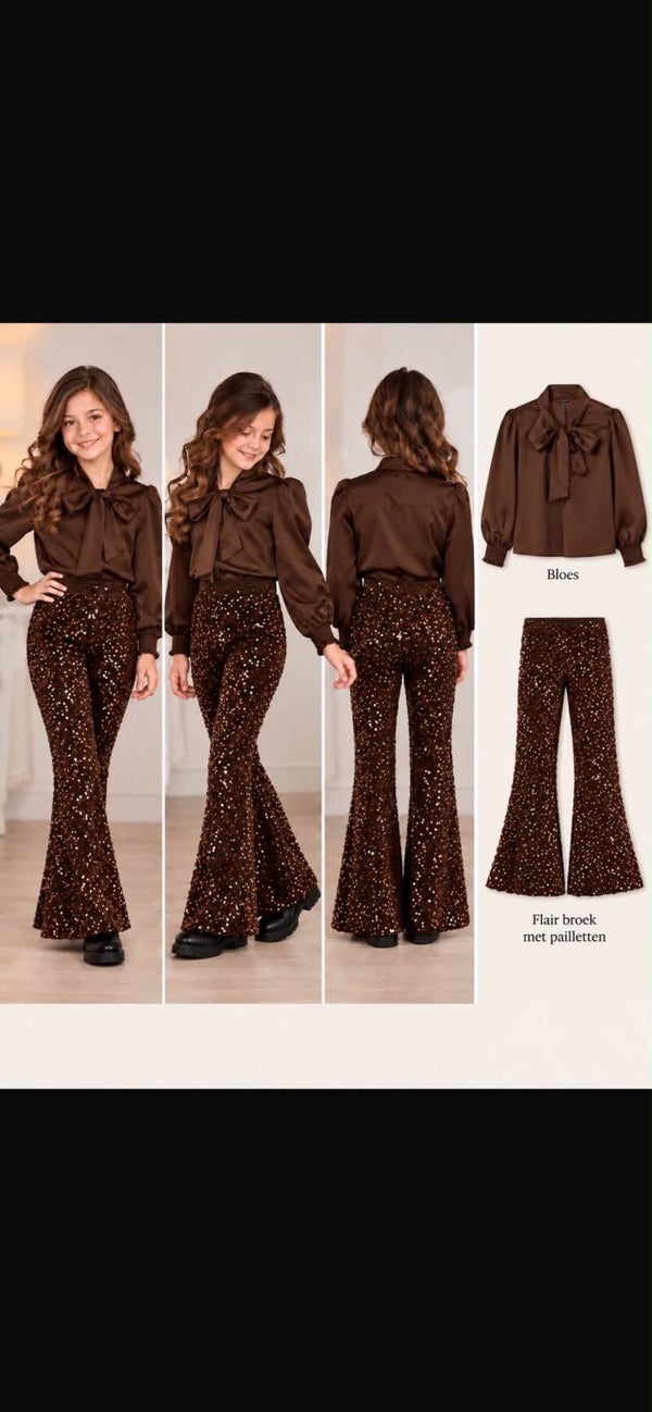 Bruine flared set
