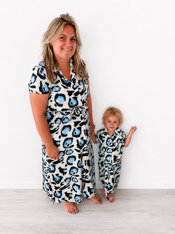 Moeder/dochter jurken blauw