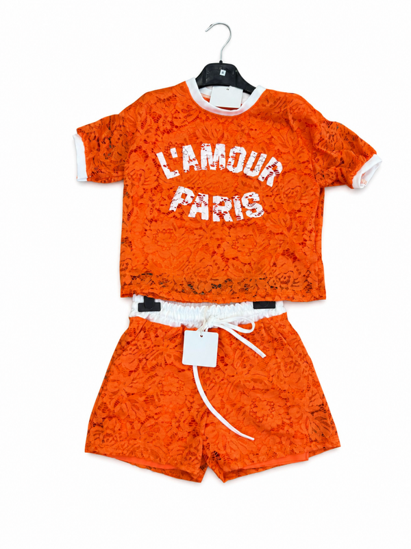 Oranje amour paris kanten set