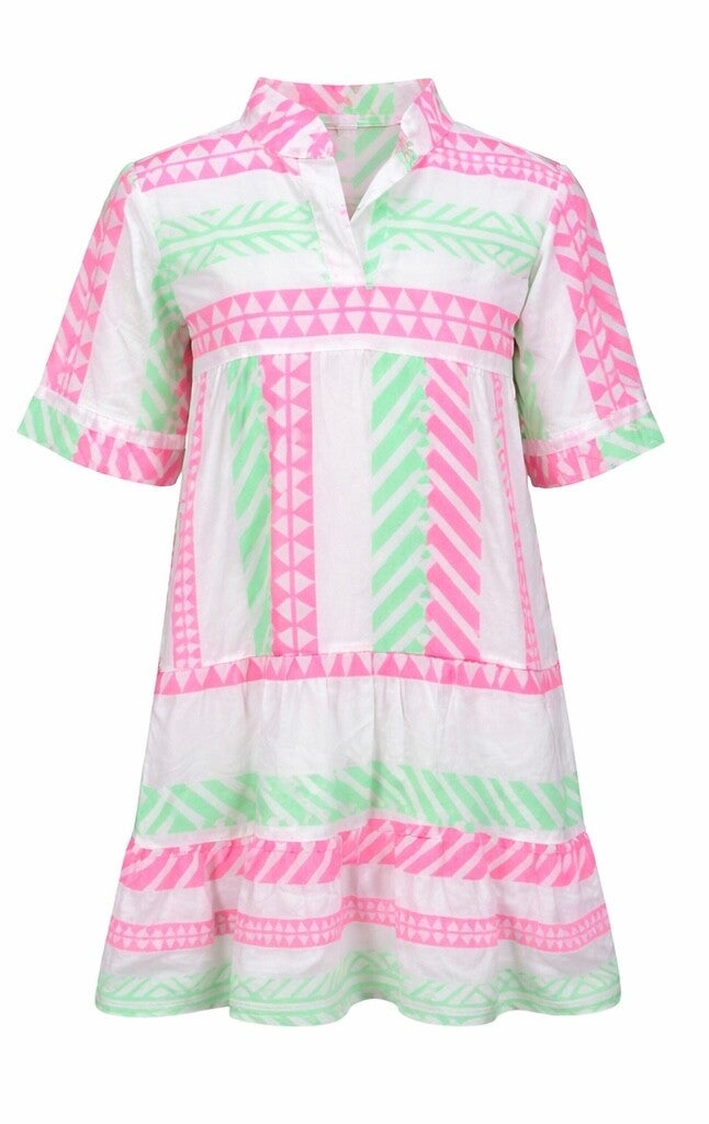 Fuschia/groen Ibiza strand tuniek